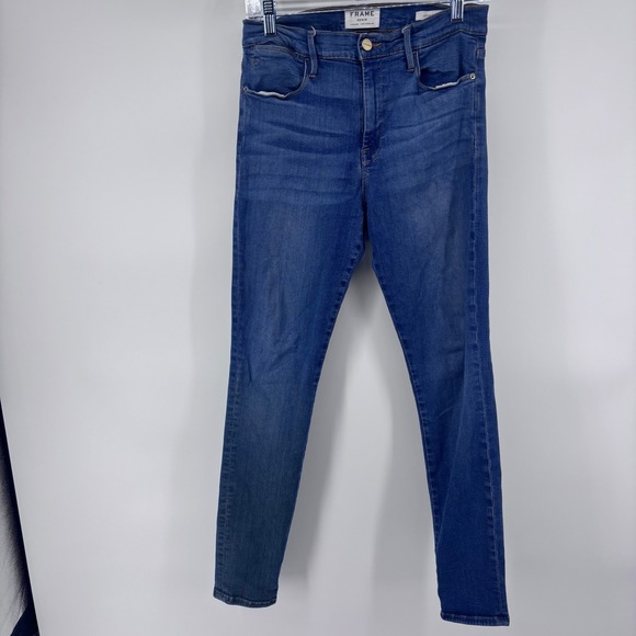 FRAME Denim 28x28 Le High Skinny Jeans Blue Wash High Rise Womens - Picture 1 of 5